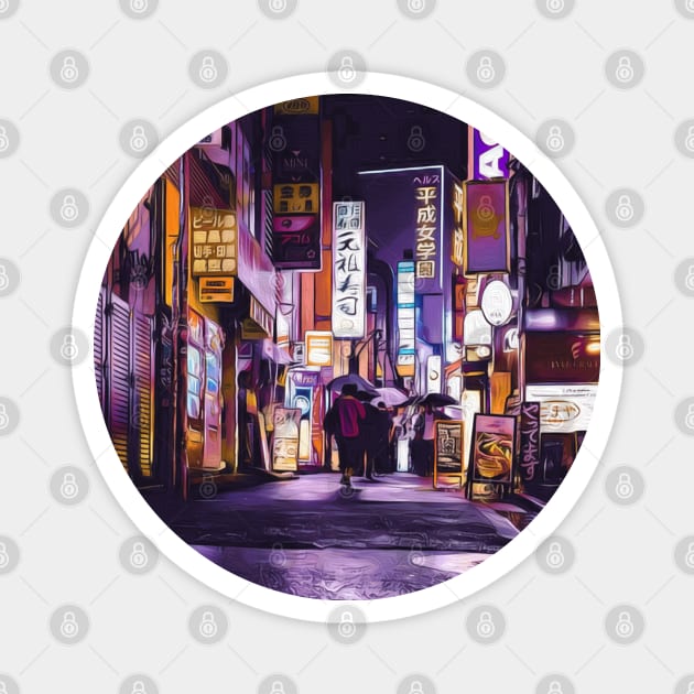 Tokyo Streets (Anime Style) Magnet by World Wonder